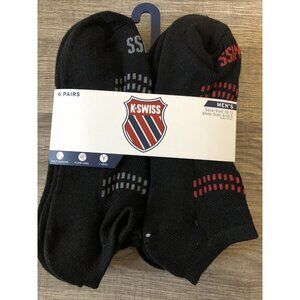 K-Swiss Men’s Black No Show Socks 6 Pair